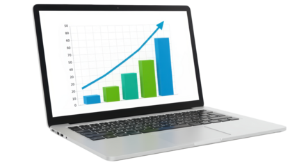 Isolated laptop with growing chart
