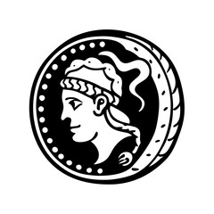 ancient coin icon, ancient coin silhouette vector illustration-simple silhouette illustration of ancient coin, perfect for ancient coin logos and icons