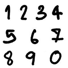 Handwritten Numbers 0&ndash;9 in Bold Black Ink &ndash; Casual Marker Style
