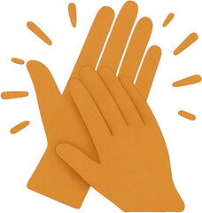 3d style yellow hands clapping with motion lines. Positive feedback, appreciation, and celebration