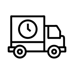 Delivery Truck with Clock Symbol Icon Design