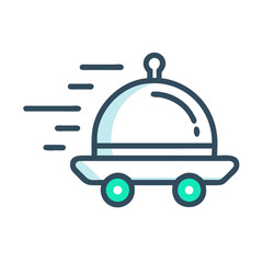Food Cloche Moving for Express Delivery Icon Design