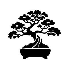 bonsai tree icon, bonsai tree silhouette vector illustration-simple silhouette illustration of bonsai tree, perfect for bonsai tree logos and icons