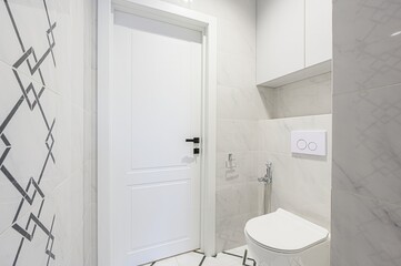 interior apartment room bathroom, sink, decorative elements, toilet