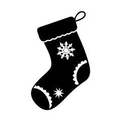christmas stocking icon, christmas stocking silhouette vector illustration-simple silhouette illustration of christmas stocking, perfect for christmas stocking logos and icons