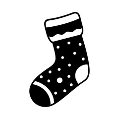 christmas stocking icon, christmas stocking silhouette vector illustration-simple silhouette illustration of christmas stocking, perfect for christmas stocking logos and icons