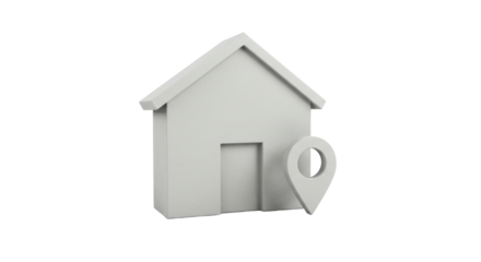 Isolated House with Location Pin