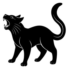 a roaring cat silhouette vector on white 