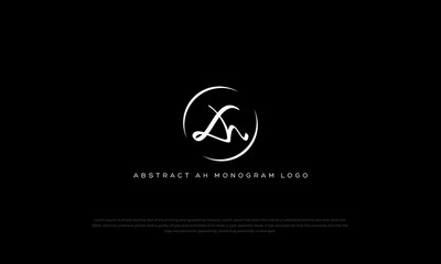 monogram logo letter A and h in abstract circle shape with black background.