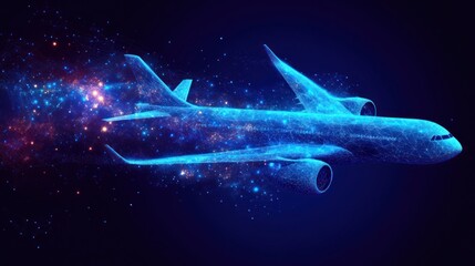 Futuristic Airplane in Night Sky