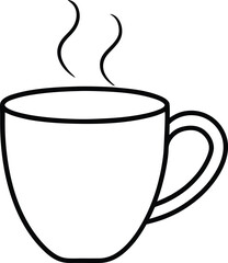 Coffee Mug Outline Line Art Drawing Vector | Drinkware, Café & Beverage Line Icon
