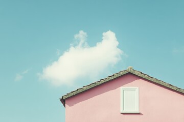 Pink House with Cloud