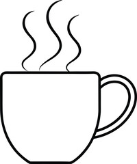 Coffee Mug Outline Line Art Drawing Vector | Drinkware, Café & Beverage Line Icon
