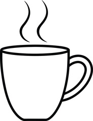 Coffee Mug Outline Line Art Drawing Vector | Drinkware, Café & Beverage Line Icon