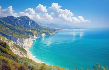 Gargano Coastline and Gulf of Manfredonia in Apulia Italy Scenic Landscape