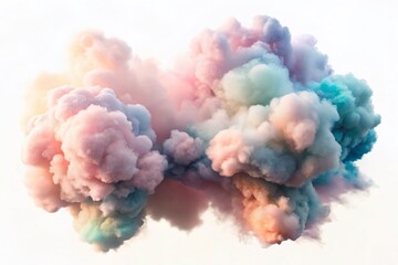 Fototapeta premium Dreamy Double Exposure: Soft Clouds & Abstract Shapes, 3D Rendered Stock Photo