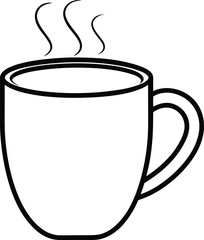Coffee Mug Outline Line Art Drawing Vector | Drinkware, Café & Beverage Line Icon