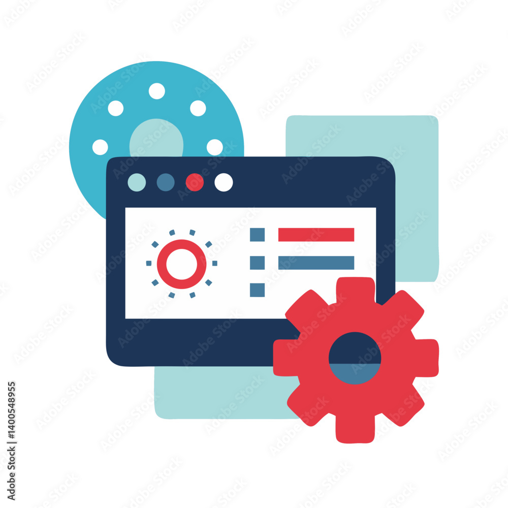 Poster icon representing website settings and customization in flat style