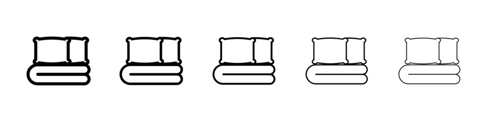 Bed linen set with pillows icon Symbol mark in Outline style