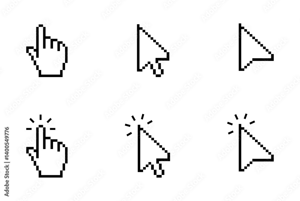 Fototapete mouse click cursor set. computer mouse click cursor icon set. clicking cursor, pointing hand clicks 