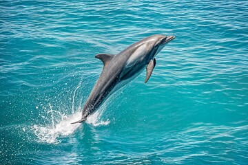 Fototapeta premium bottlenose dolphin tursiops truncatus adult leaping delfín mular tursiops truncatus saltando yunus balina