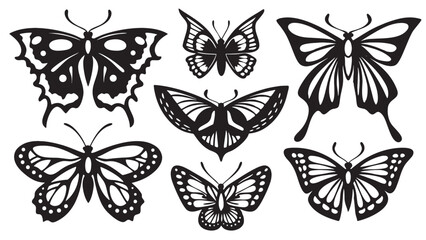 Fototapeta premium Butterfly Silhouette Vector Collection | Elegant Black & White Designs