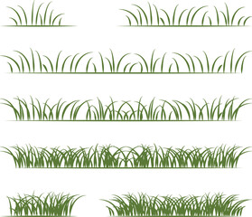 Grass Vector Set: Lawn Silhouettes and Nature Border Design Elements