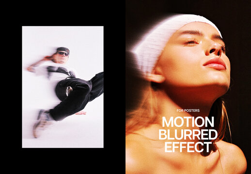 Motion Blur Poster Photo Effect Mockup