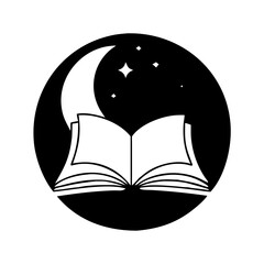 evening book icon, evening book silhouette vector illustration-simple silhouette illustration of evening book, perfect for evening book logos and icons