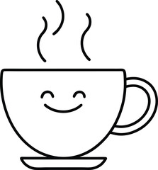 Cute Coffee Cup Line Art Drawing Vector | Kawaii, Café & Beverage Line Icon