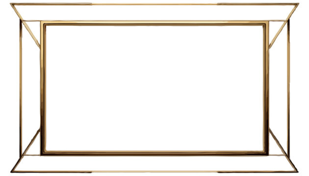 Minimalist gold frame with beveled corners and depth against black background