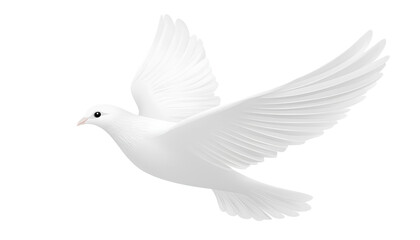Obraz premium A white dove flying, transparent background, PNG
