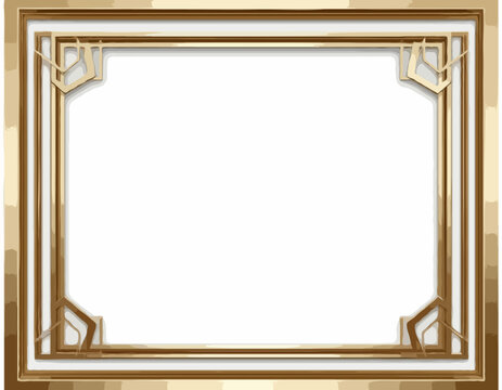  Close-up rectangular Art Deco frame with multiple gold layers for text or imagery [with copy space]