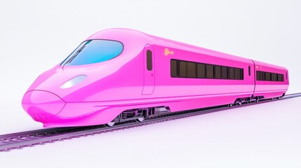 Naklejka premium Pink High-Speed Train on Tracks