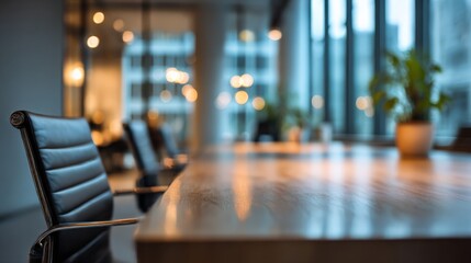 Modern Office Table in a Serene Workspace Featuring Soft Lighting and a Professional Atmosphere Generative AI