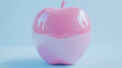 Obraz premium Pink Apple on Light Blue Background