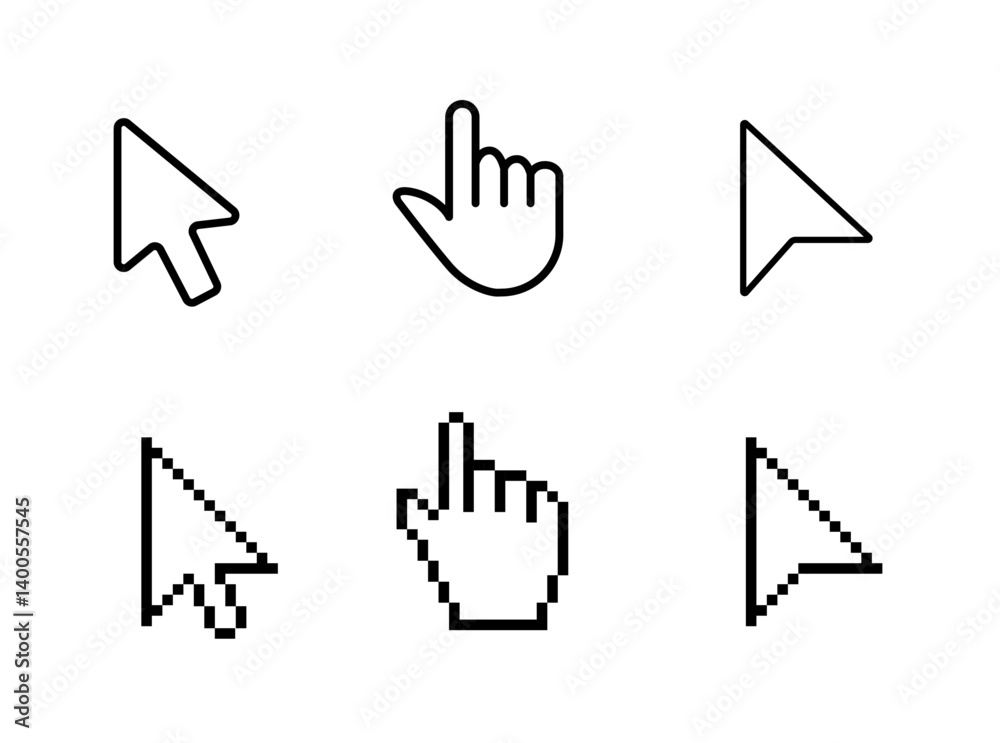 Fototapete mouse click cursor set. computer mouse click cursor icon set. clicking cursor, pointing hand clicks 