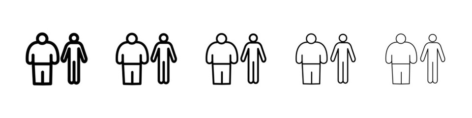 Fat and slim figure icon Symbol mark in Outline style