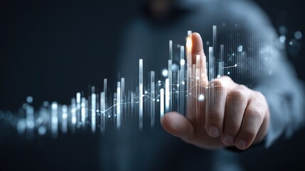 Businessman Interacting with Financial KPI Dashboard Data Visualization