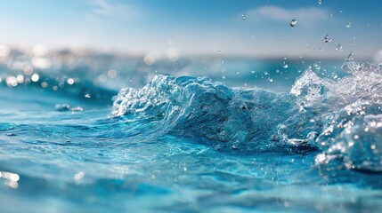 Beautiful Transparent Blue Water Surface Texture With Ripples and Bubbles in Bright Sunlight Daytime Generative AI