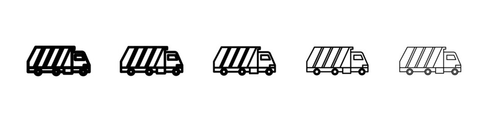 Garbage truck icon Symbol mark in Outline style