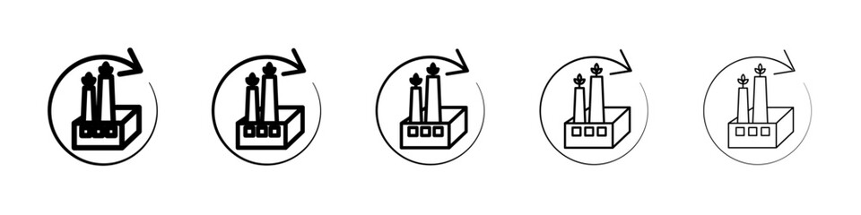 Green factory icon Symbol mark in Outline style