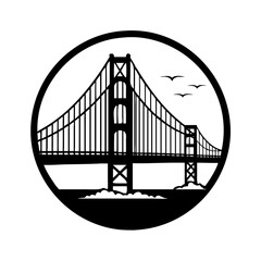 golden gate bridge icon, golden gate bridge silhouette vector illustration-simple silhouette illustration of golden gate bridge, perfect for golden gate bridge logos and icons