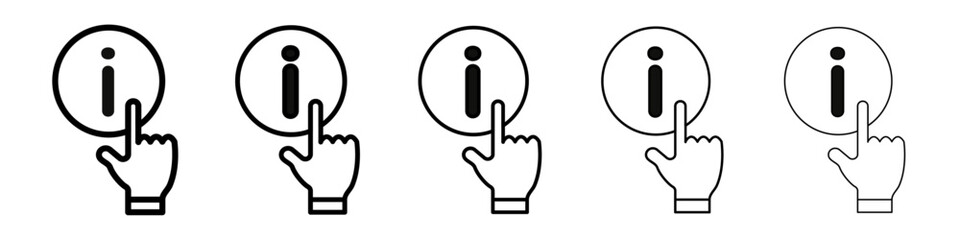 Obraz premium Hand with information icon Symbol mark in Outline style