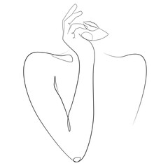 Abstract woman one line drawing on white isolated background 