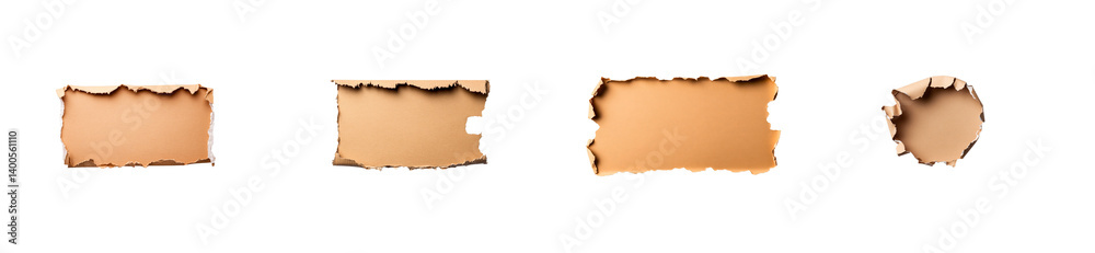 Wall mural torn paper elements with transparent background for design projects