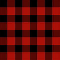 Seamless fabric texture pattern. Checkered background for plaid, dress, skirt, trousers in red and black colors.