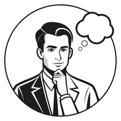 Contemplating Man Silhouette in Peaceful Pose