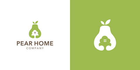 pear home logos home building and pear logo design. premium vectors.