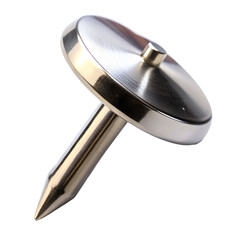 Metal push pin tack closeup office supply stationery notice board bulletin board item on transparent background